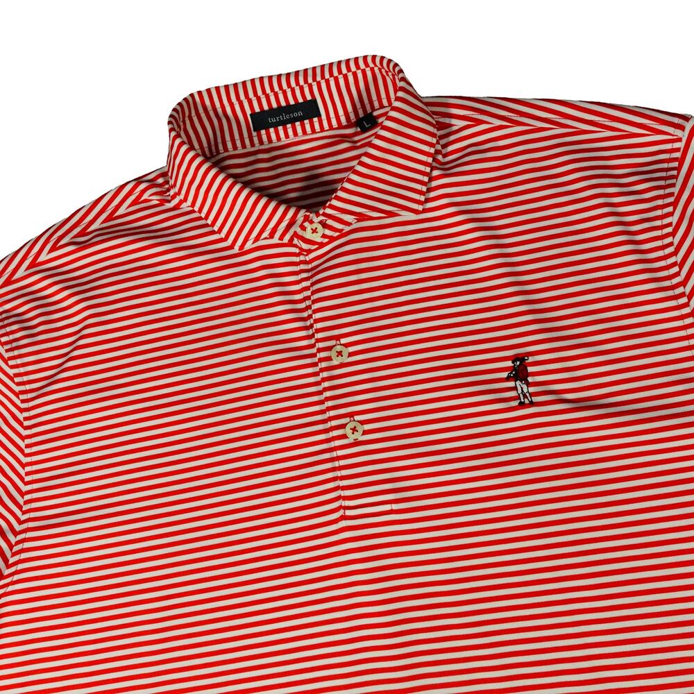 Turtleson Candy Cane Old Time Golfer Performance Golf Polo Shirt Men's Large